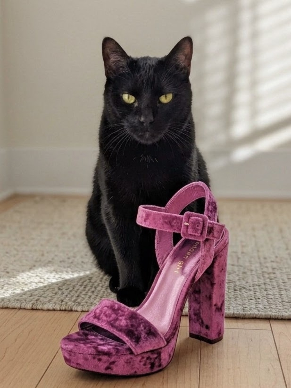 NWOT "Rolloo" Madden Girl Purple Velvet High Block Heel Sandal Sz 8